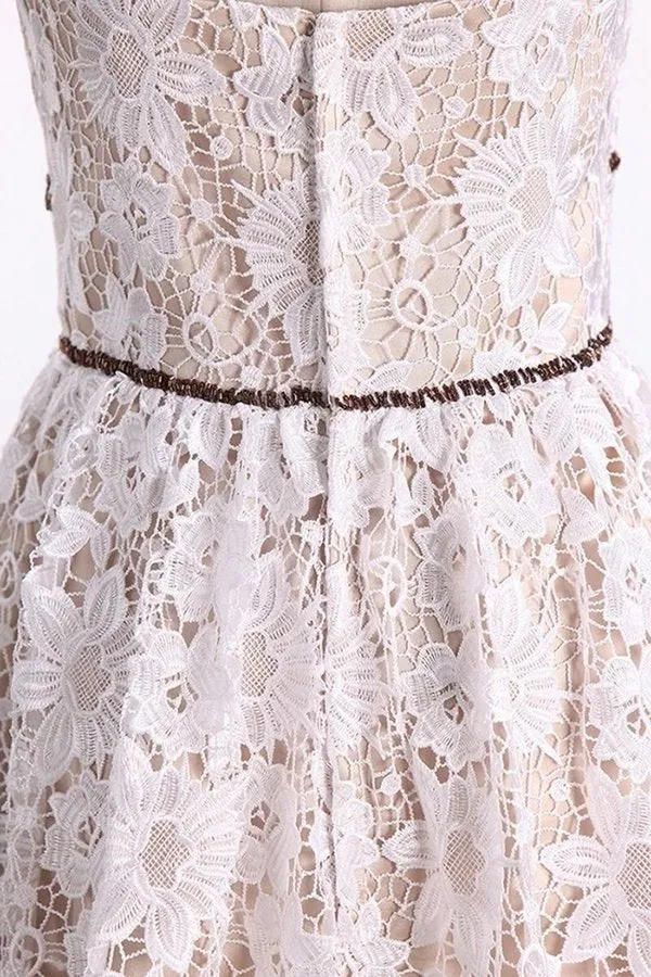 2024 Lace Spaghetti Straps Homecoming Dresses A Line Above PQELQQXY