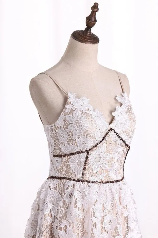 2024 Lace Spaghetti Straps Homecoming Dresses A Line Above PQELQQXY