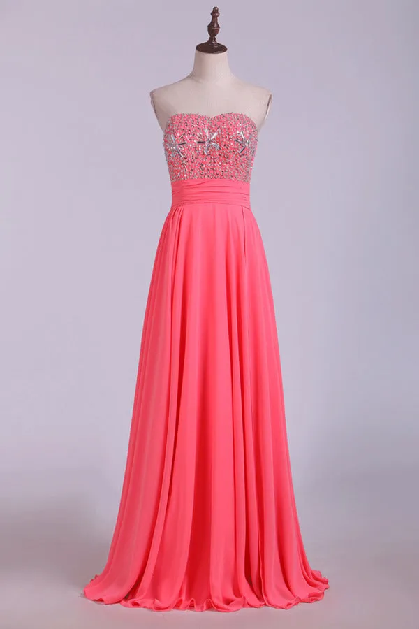 2024 Prom Dresses A Line Beading Chiffon Floor PTJN4C1Y