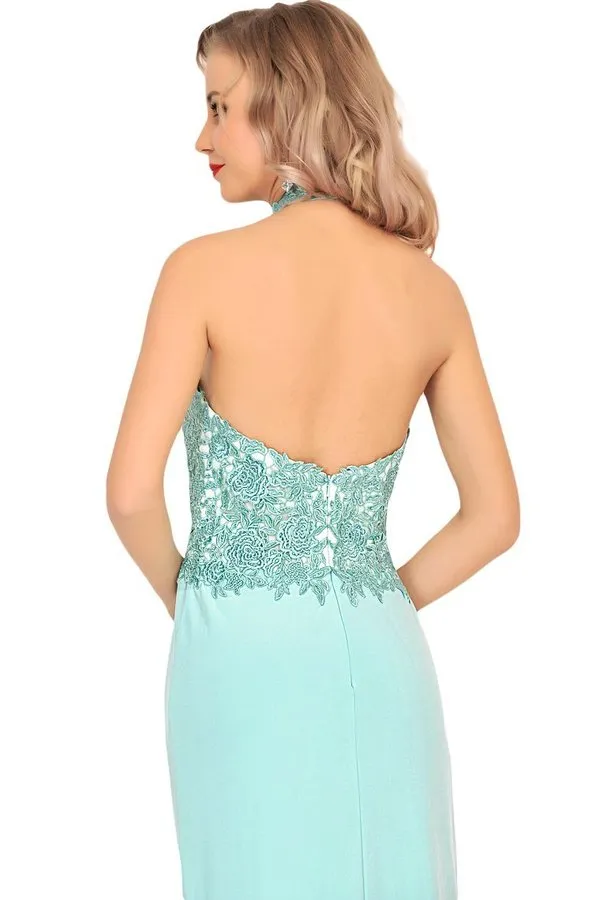 2024 Prom Dresses Halter Chiffon With Applique And PABKX1JH