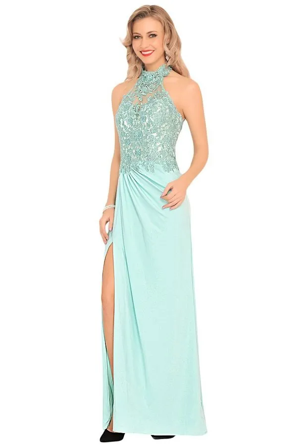 2024 Prom Dresses Halter Chiffon With Applique And PABKX1JH