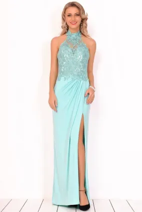 2024 Prom Dresses Halter Chiffon With Applique And PABKX1JH