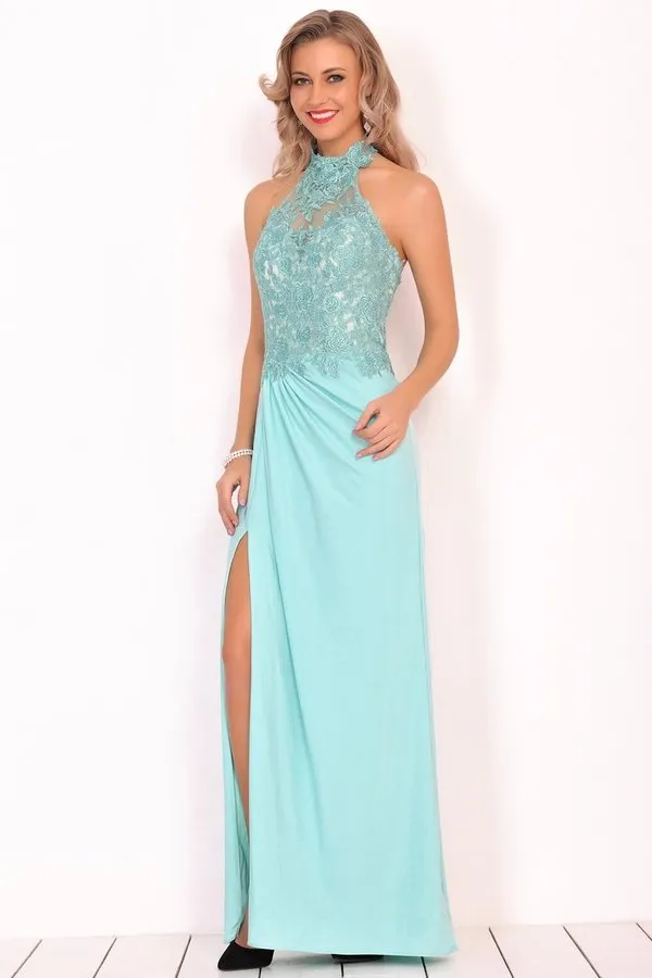 2024 Prom Dresses Halter Chiffon With Applique And PABKX1JH