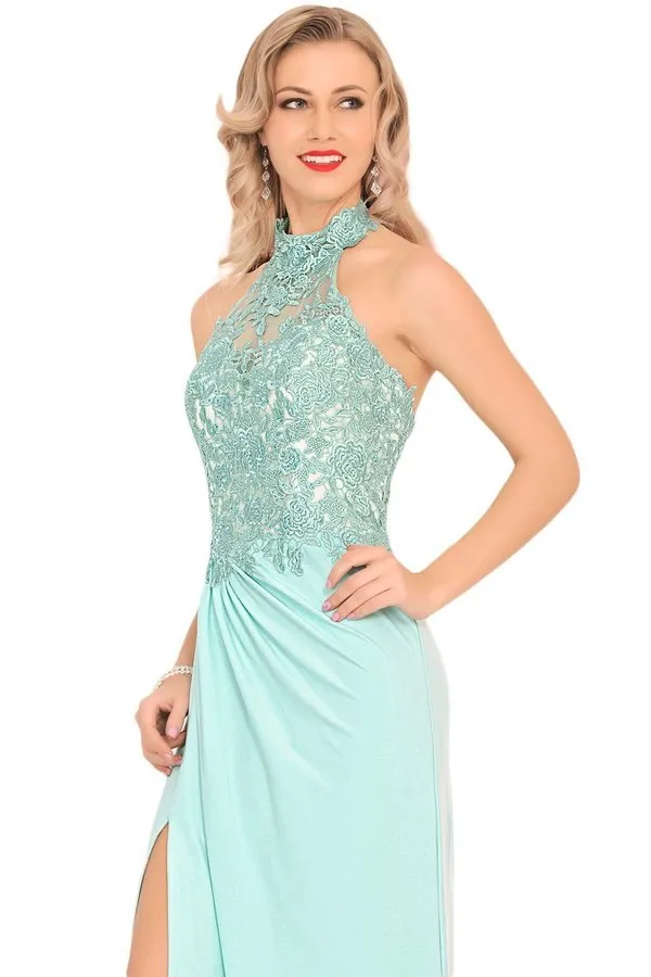 2024 Prom Dresses Halter Chiffon With Applique And PABKX1JH