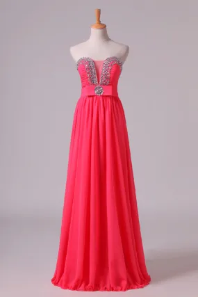 2024 Prom Dresses Sweetheart A Line Chiffon With Ruffles P4MAZKBB