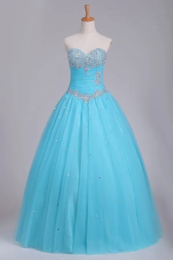 2024 Quinceanera Dresses Sweetheart Tulle With Beads And Ruffles PLZ8YXPL