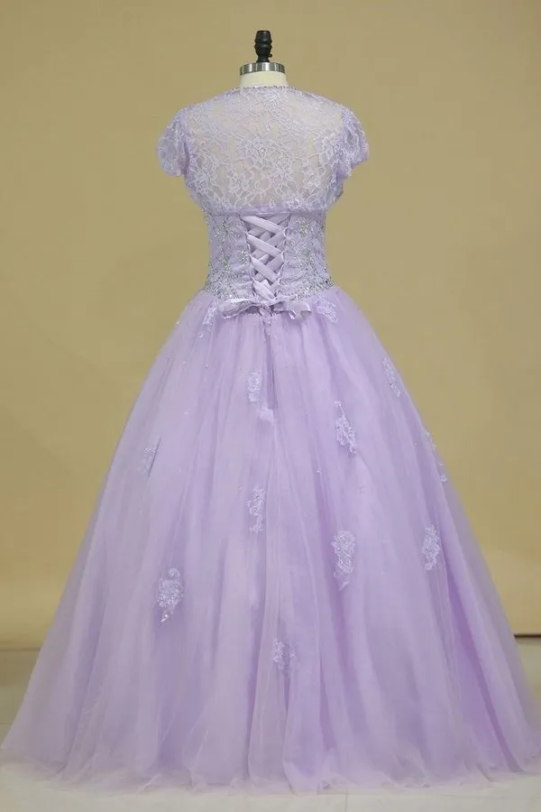 2024 Quinceanera Dresses Sweetheart Tulle With Beads P82YLBPH