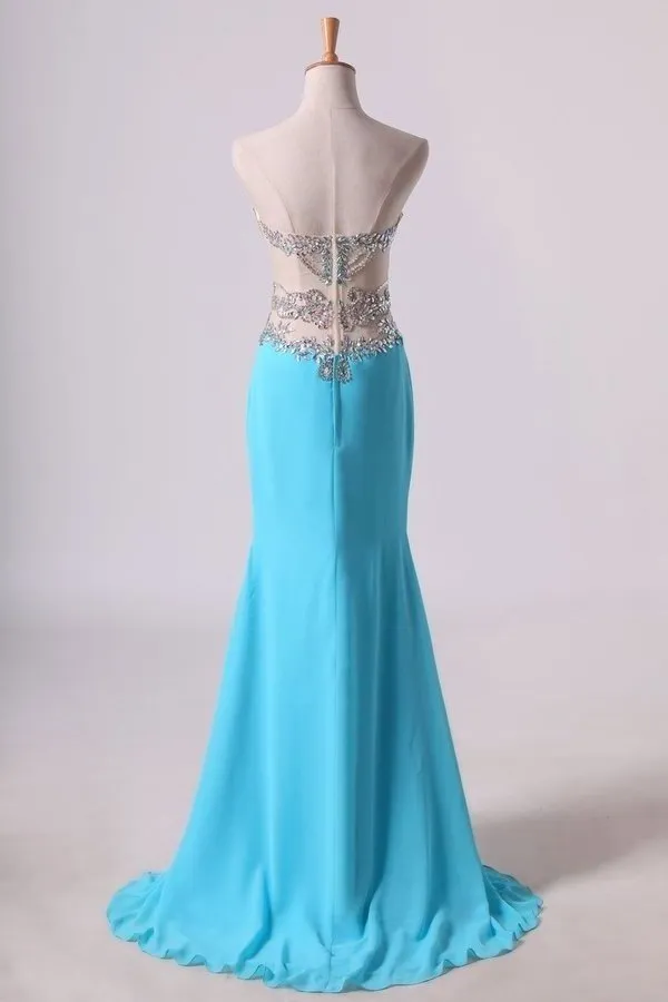 2024 Sweetheart Prom Dresses A Line Chiffon PGBSK6FB