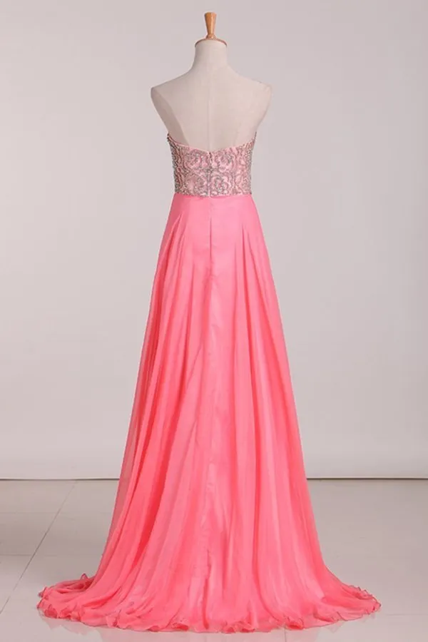 2024 Sweetheart Prom Dresses A Line Chiffon With PJHHAGNA