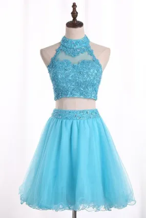 2024 Two Pieces Homecoming Dresses A Line Tulle With Beading P96XNDZ9