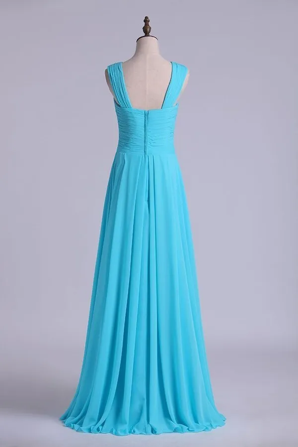 2024 V-Neck Bridesmaid Dresses A-Line With Long P3Z2S66C