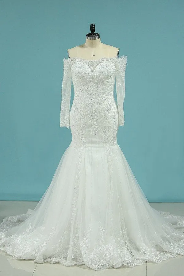 2024 Wedding Dresses Mermaid Strapless Chapel Train With P2PHGJX4