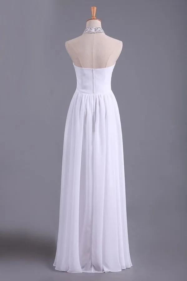 2024 White Hater Prom Dresses A Line Chiffon PHLQG64G