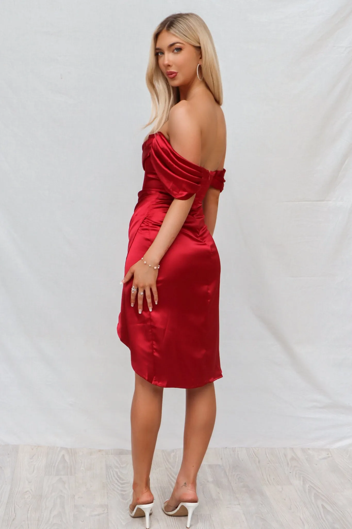 Anastasia Midi Dress - Wine Red