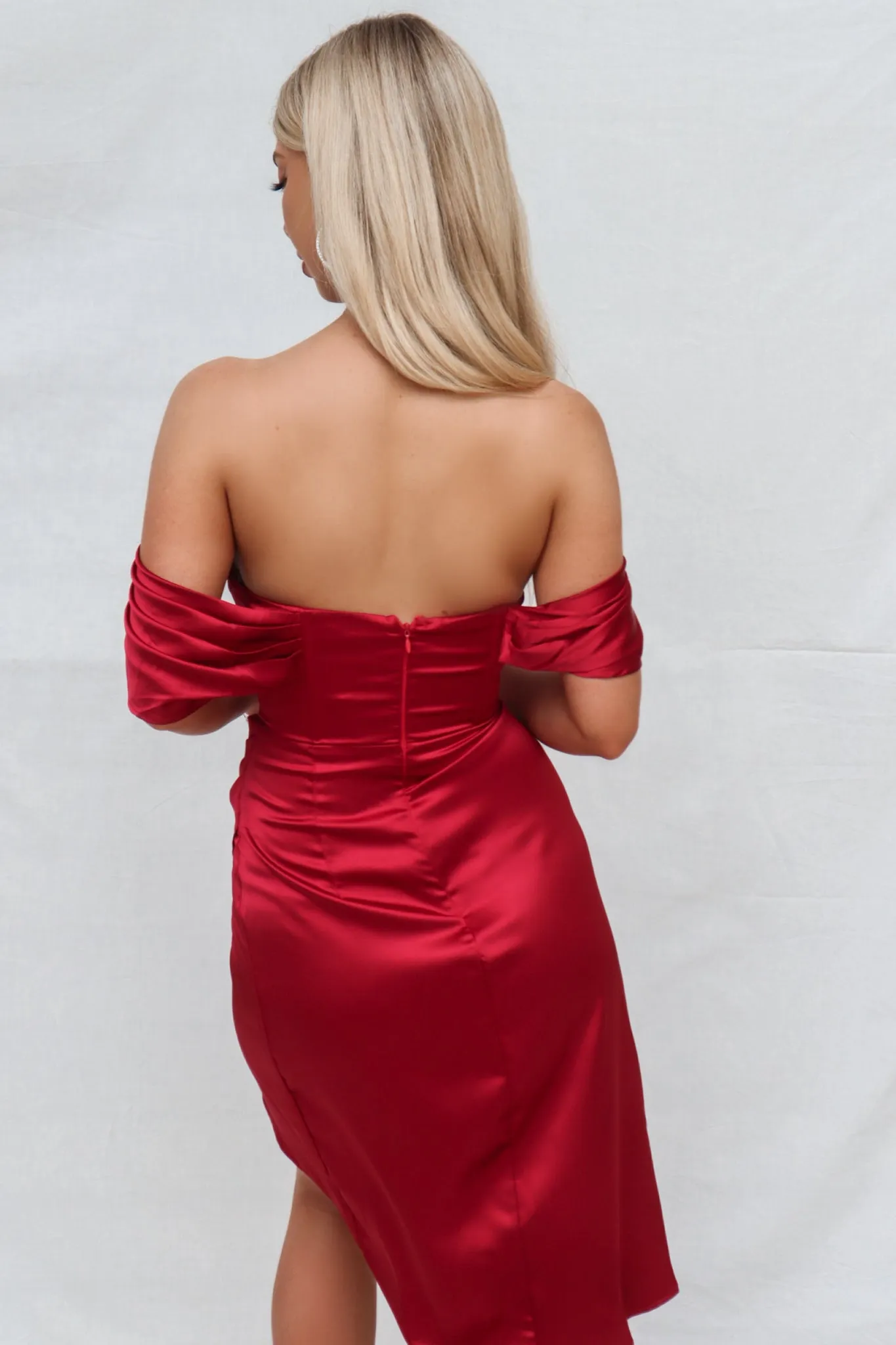 Anastasia Midi Dress - Wine Red