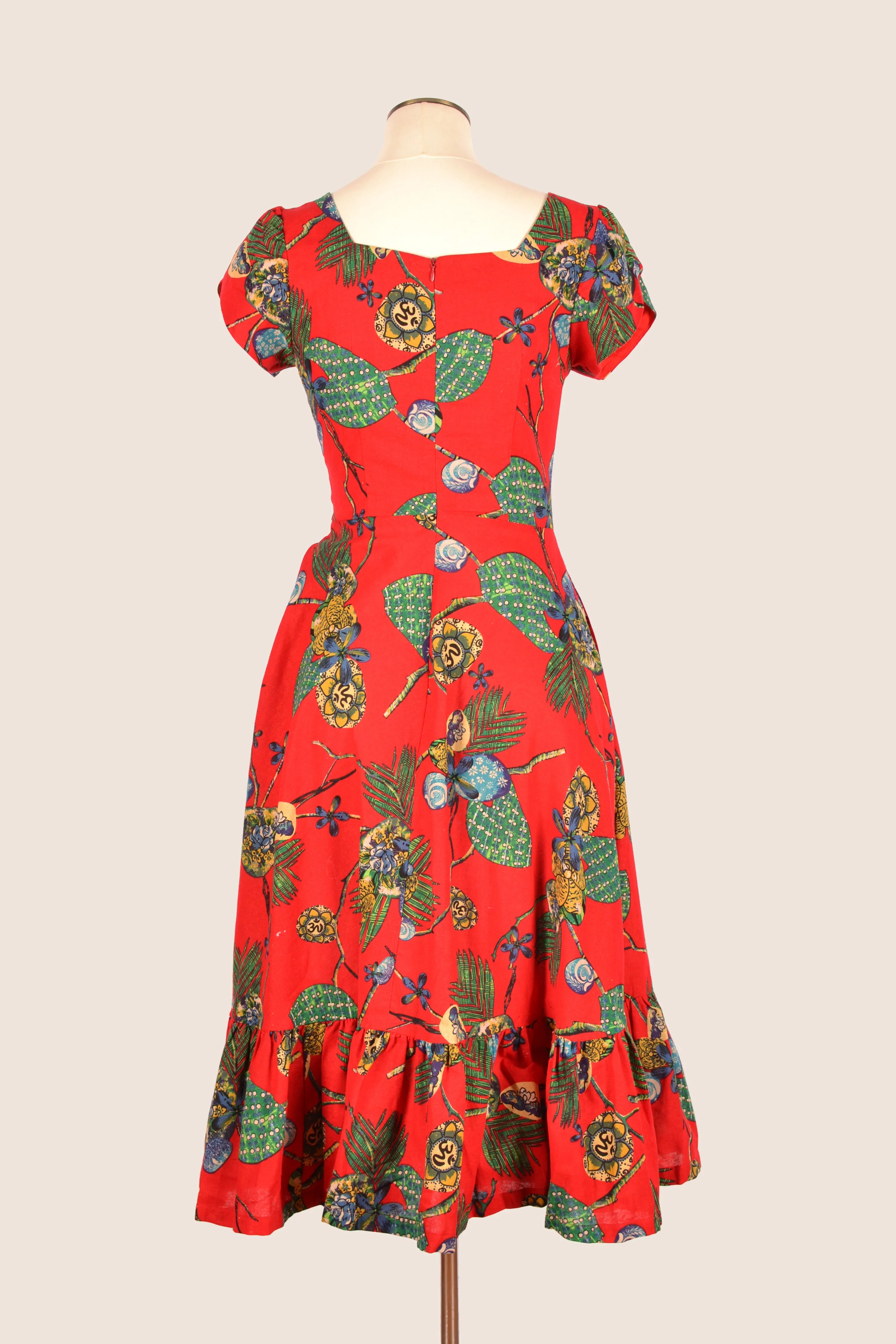 Astrid Red Tropical Linen Dress