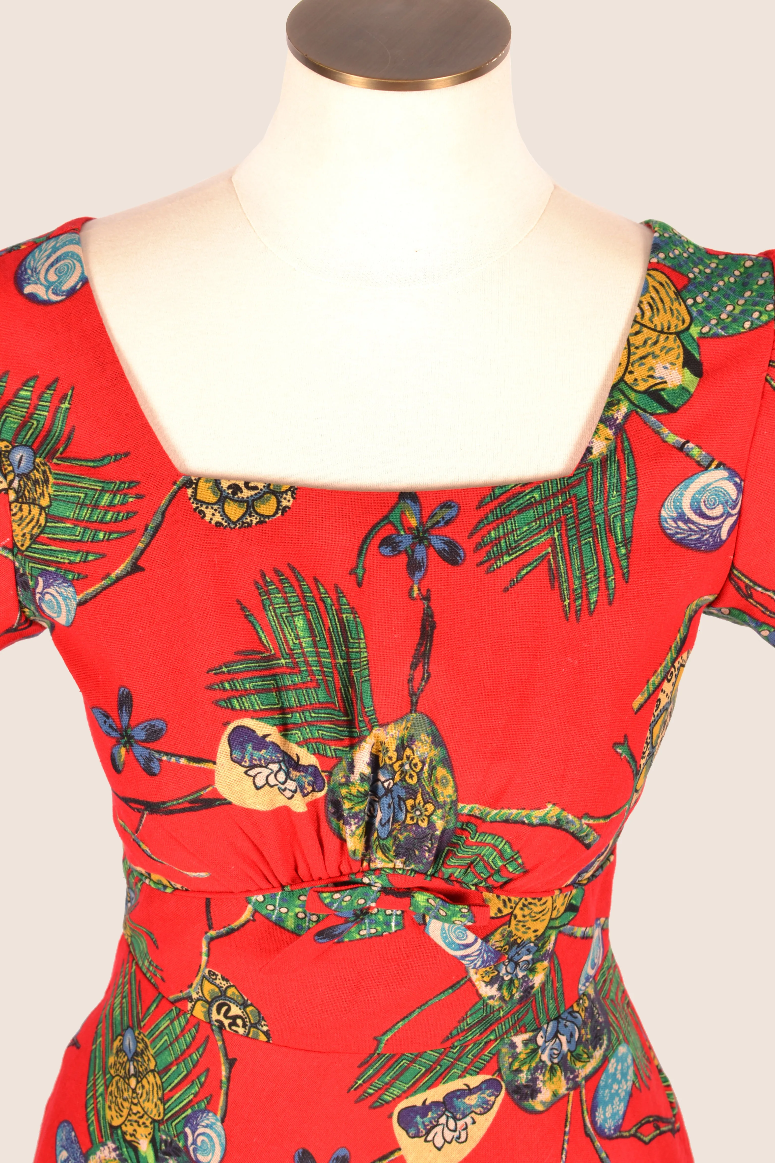 Astrid Red Tropical Linen Dress