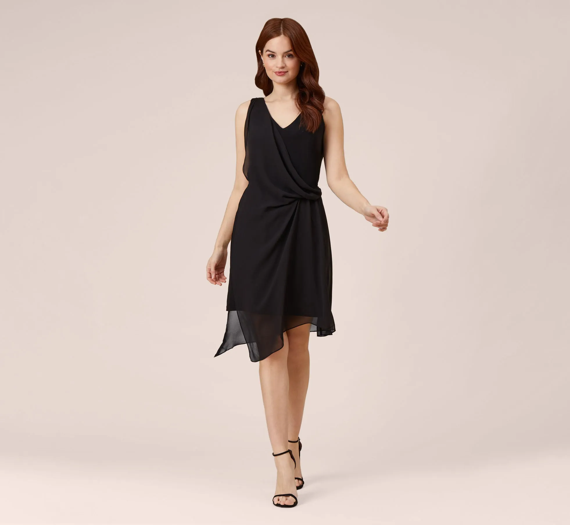 Asymmetrical Draped Dress In Black