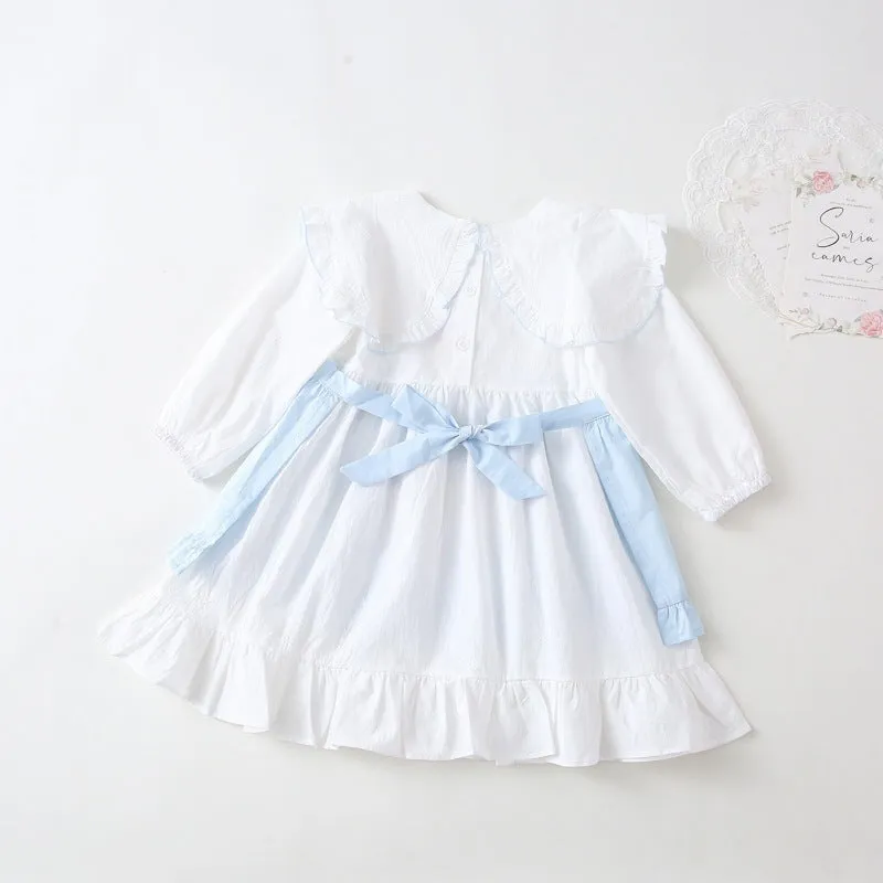 Baby Kid Girls Solid Color Embroidered Dresses