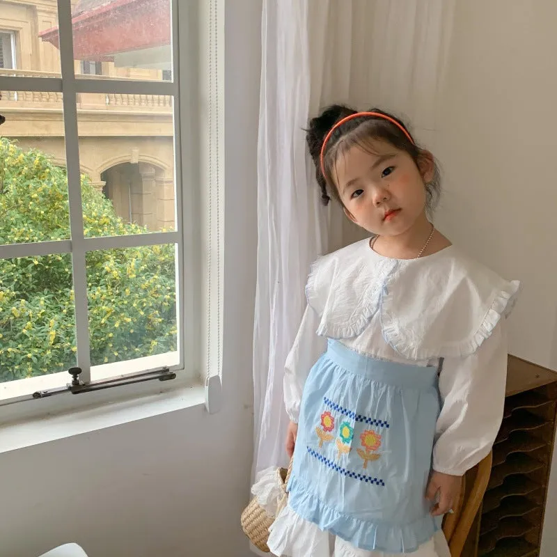 Baby Kid Girls Solid Color Embroidered Dresses