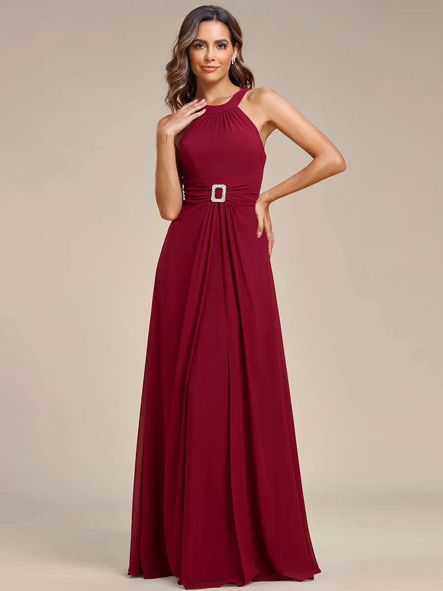 Backless Halter Neck Rhinestone Wholesale Chiffon Evening Dresses