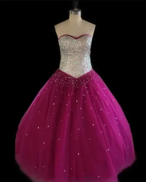 Ball Gowns Quinceanera Dresses Crystal Beaded Sweetheart Bodice Corset