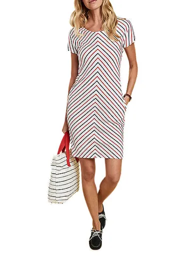 Barbour Whitmore Striped Dress - White/Navy/Orange