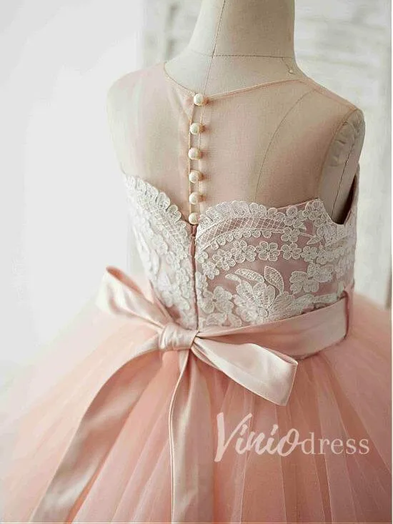 Beaded Cute Blush Pink Flower Girl Dresses GL1004