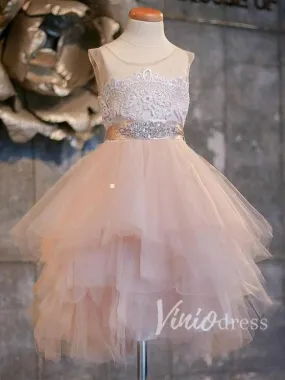 Beaded Cute Blush Pink Flower Girl Dresses GL1004