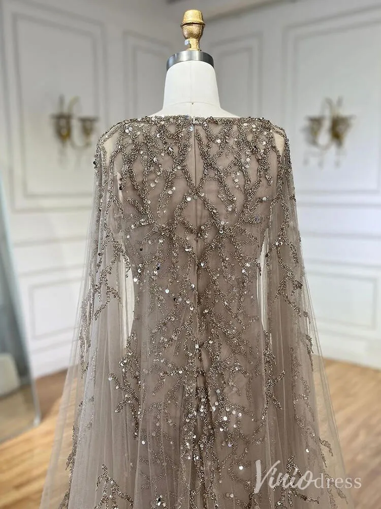 Beaded Lace Sheath Prom Dresses Extra Long Sleeve Pageant Dress AD1239