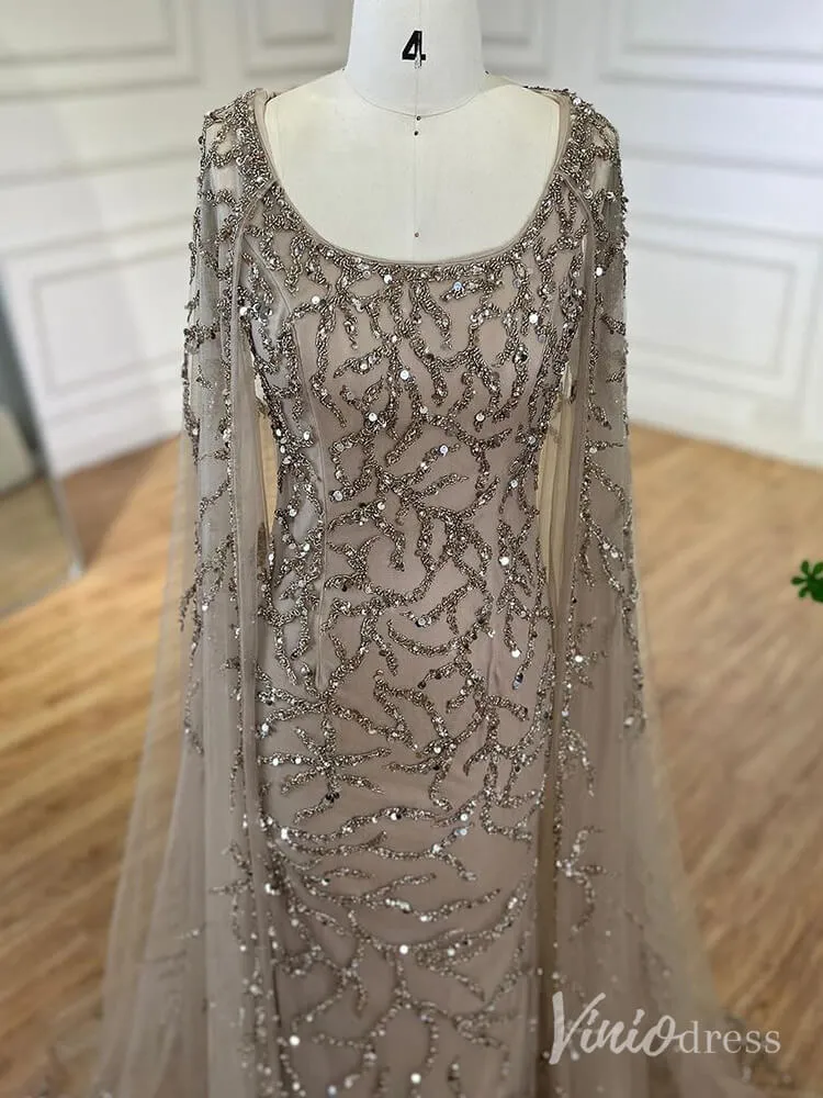 Beaded Lace Sheath Prom Dresses Extra Long Sleeve Pageant Dress AD1239