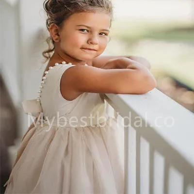 Beautiful Sleeveless Tulle A Line Flower Girl Dresses, FGS0032