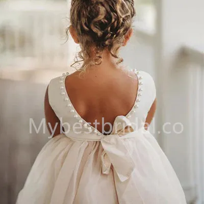 Beautiful Sleeveless Tulle A Line Flower Girl Dresses, FGS0032