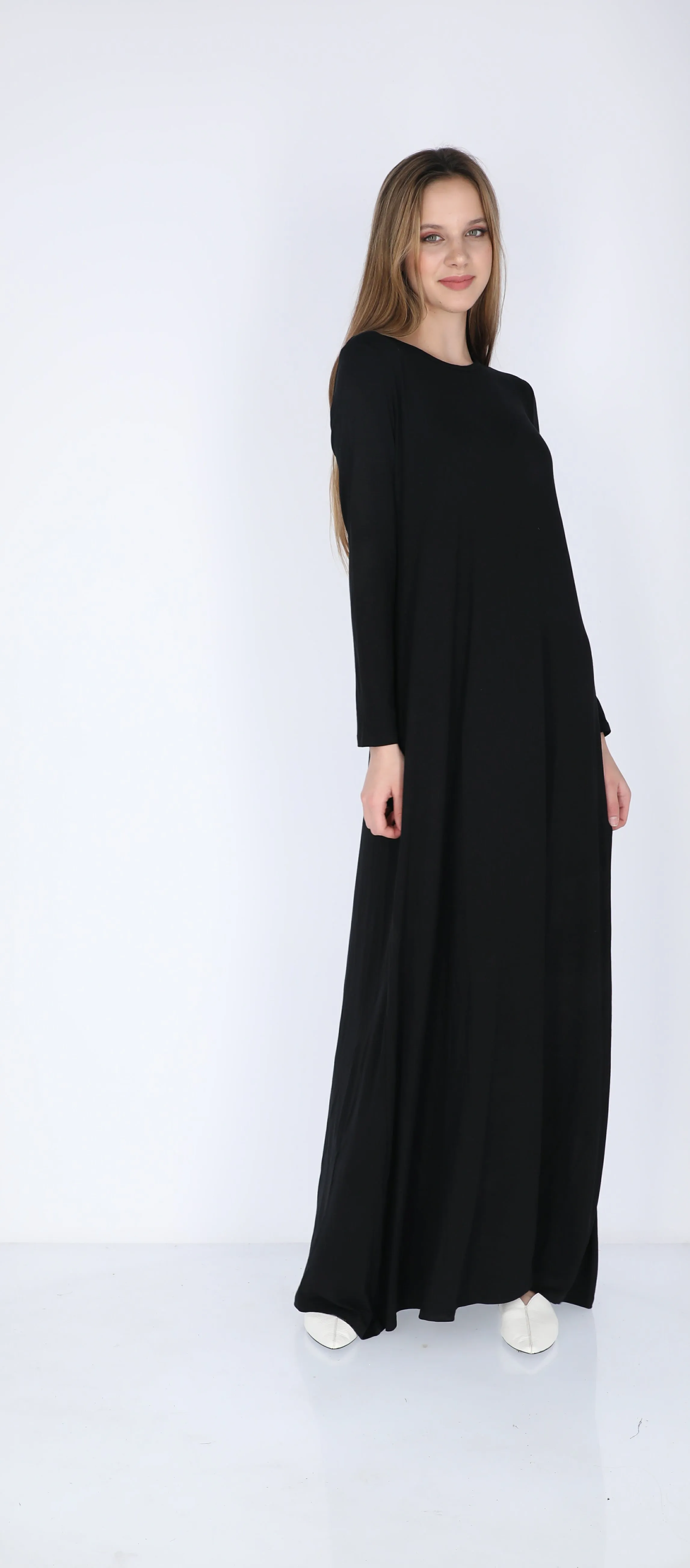 Belted Solid Maxi Dresses / Black