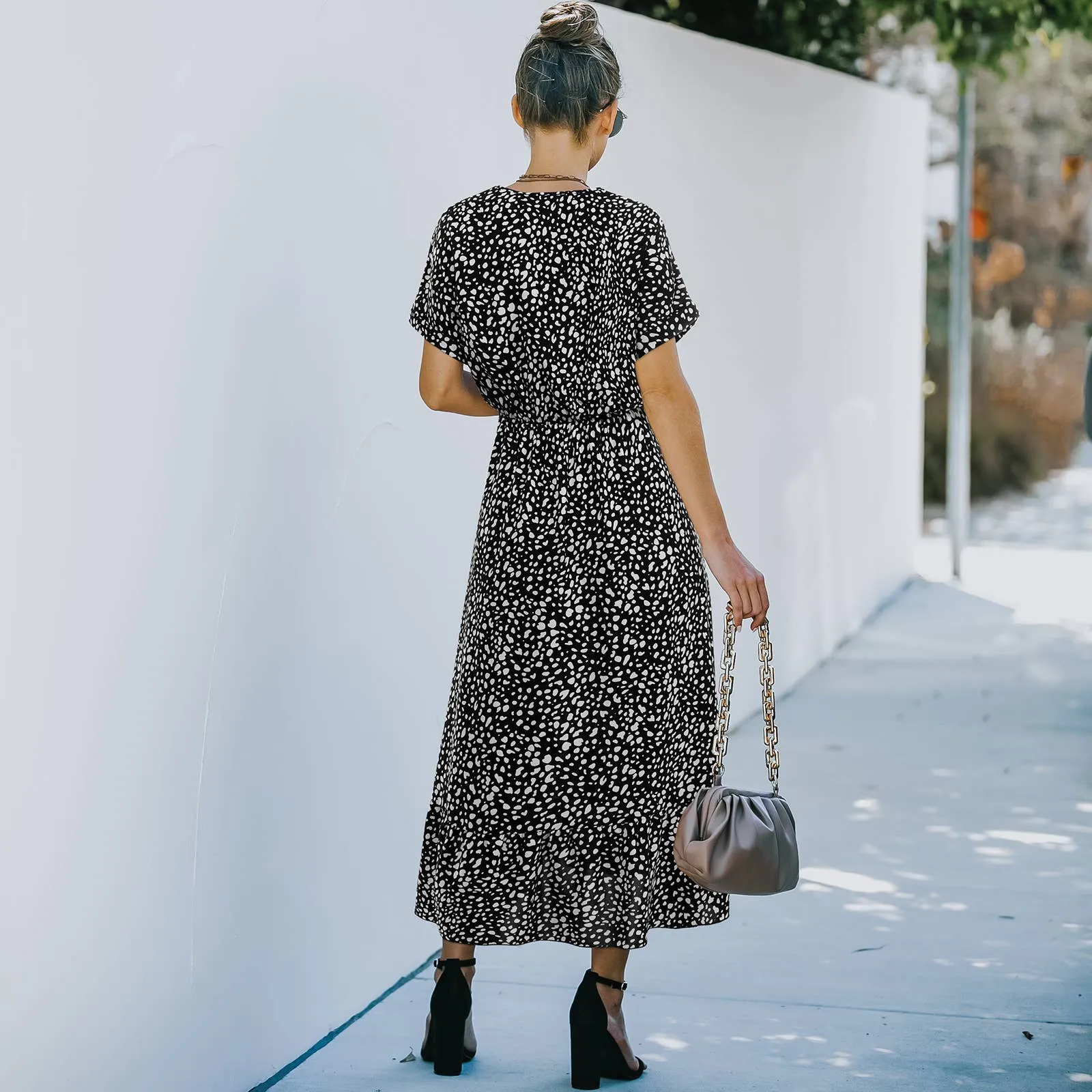 Black Leopard Print Maxi Dress