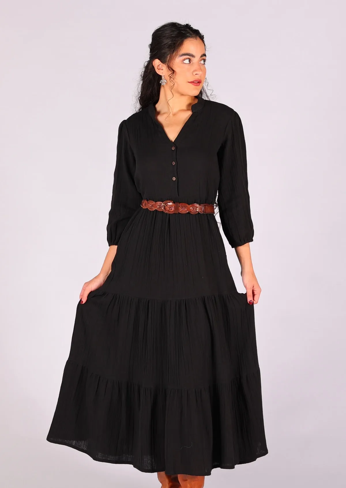 Black Tiered Maxi Dress