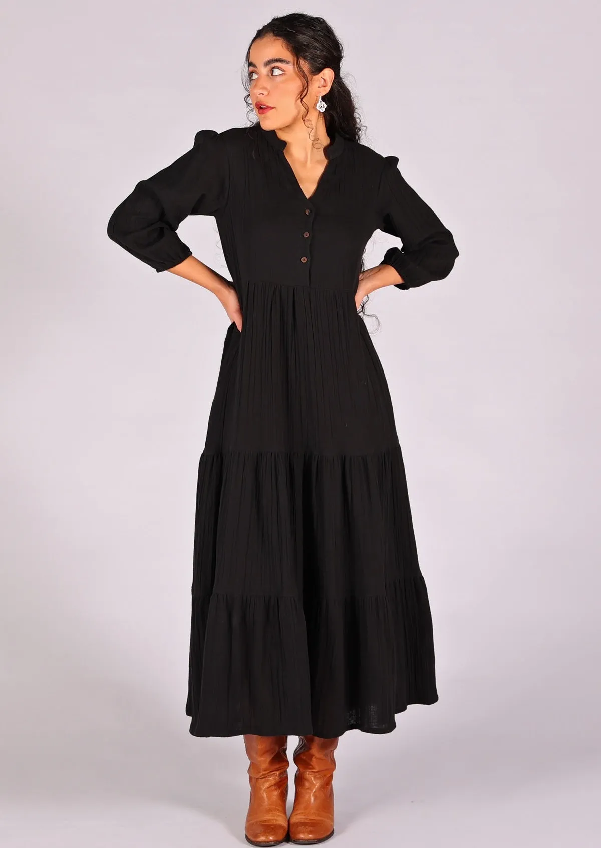 Black Tiered Maxi Dress