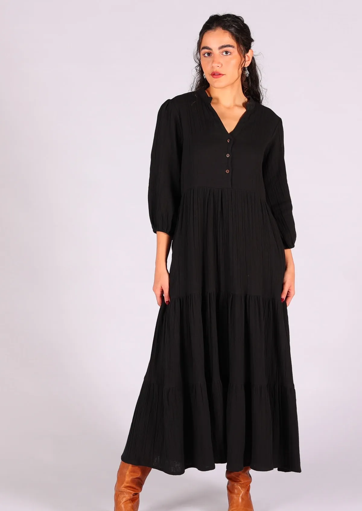 Black Tiered Maxi Dress