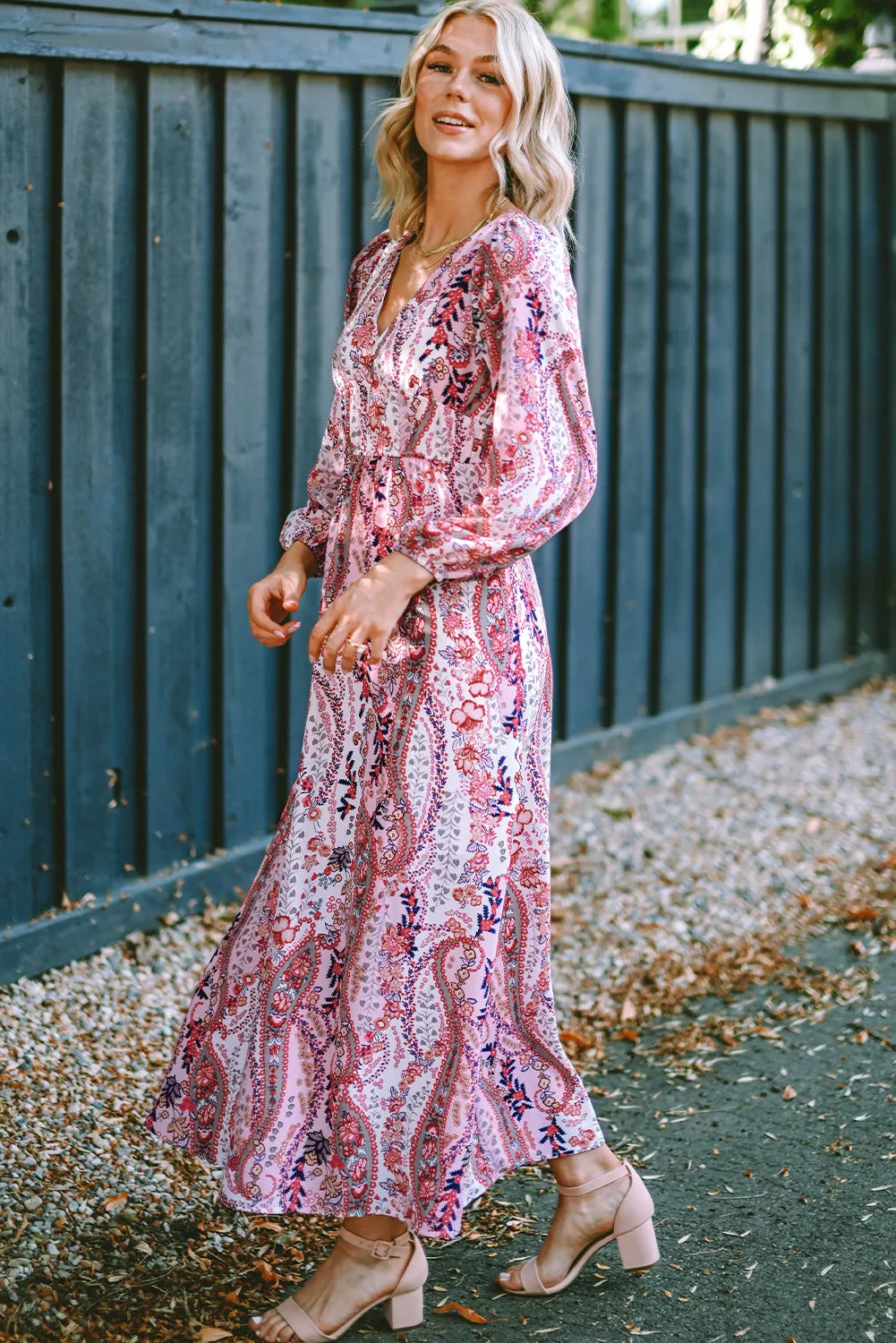 Boho V Neck Empire Waist Maxi Dresses