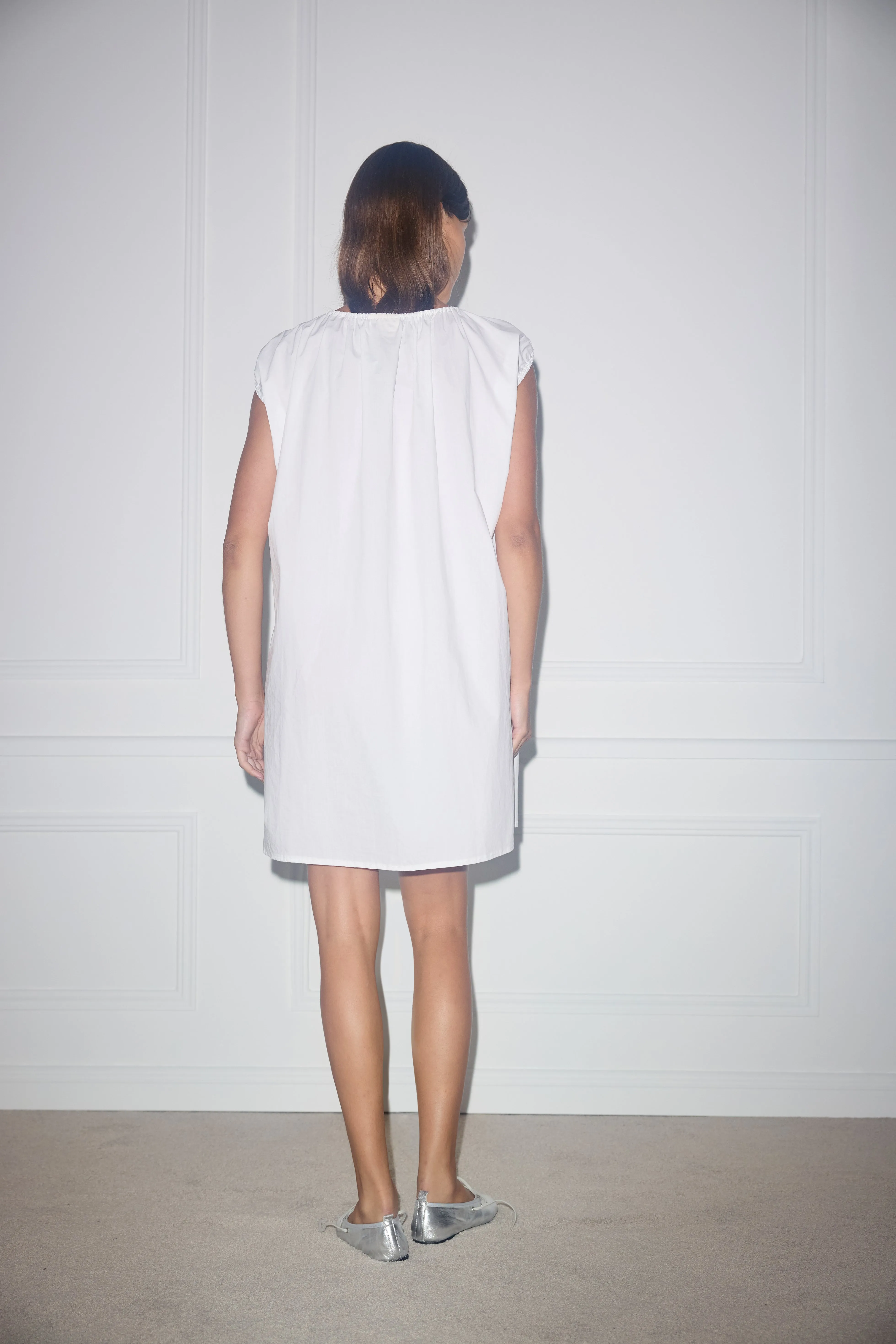 Capped Sleeve Dress - White