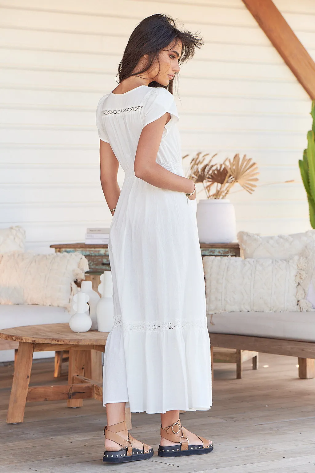 Carmen Maxi Dress White Poppy