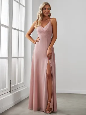 Custom Size Elegant Spaghetti Straps Wholesale Chiffon Bridesmaid Dresses