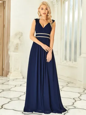 Custom Size Sleeveless Floor Length V Neck Wholesale Bridesmaid dresses