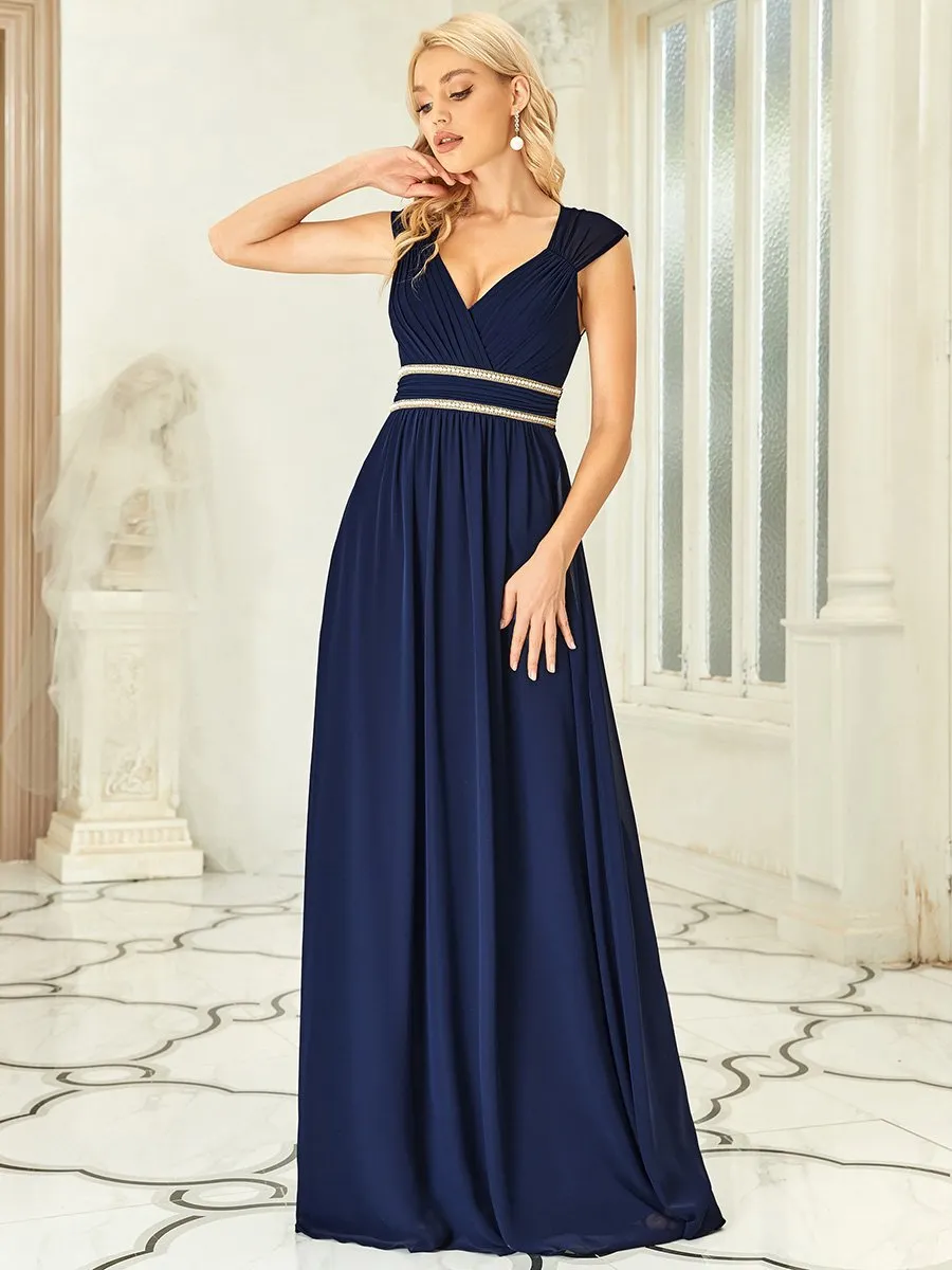 Custom Size Sleeveless Floor Length V Neck Wholesale Bridesmaid dresses