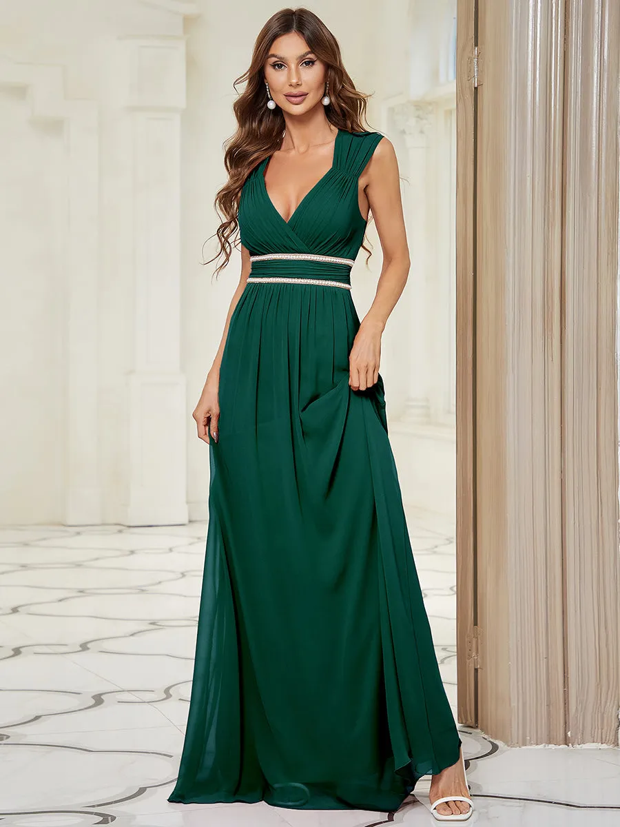 Custom Size Sleeveless Floor Length V Neck Wholesale Bridesmaid dresses