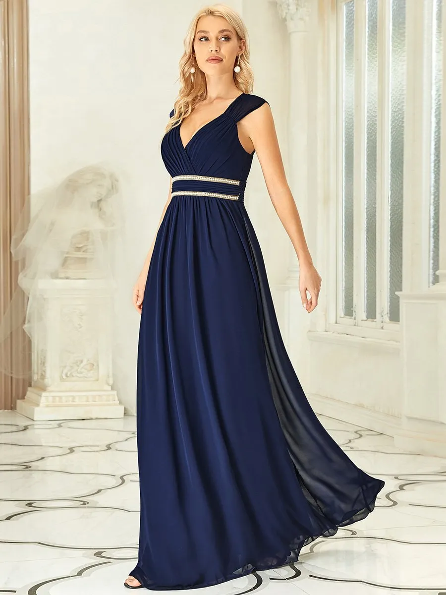 Custom Size Sleeveless Floor Length V Neck Wholesale Bridesmaid dresses