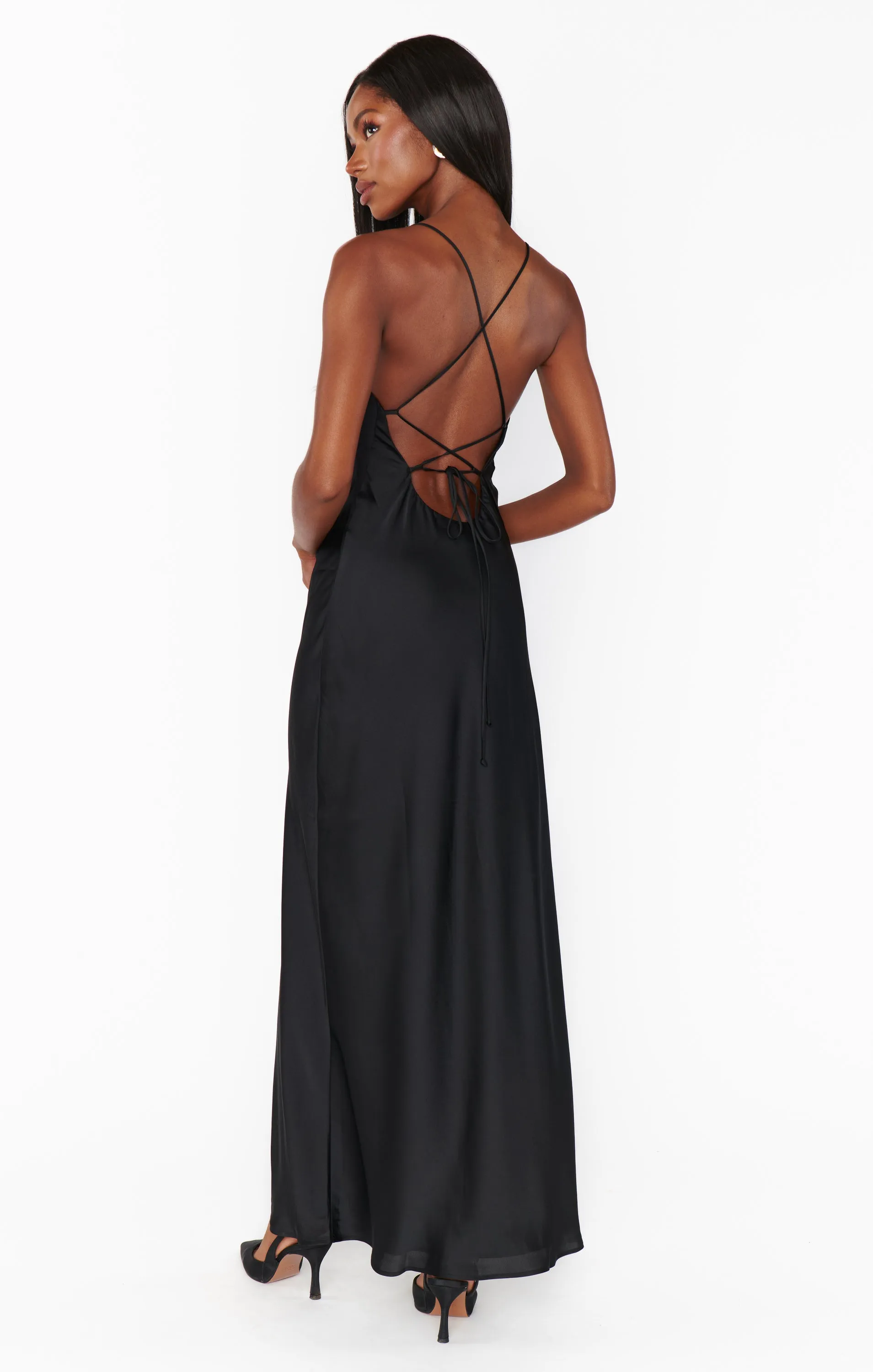 Dani Slip Dress ~ Black Luxe Satin