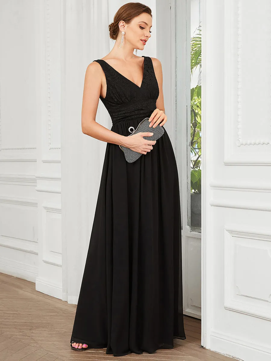 Deep V Neck A Line Sleeveless Wholesale Bridesmaid Dresses