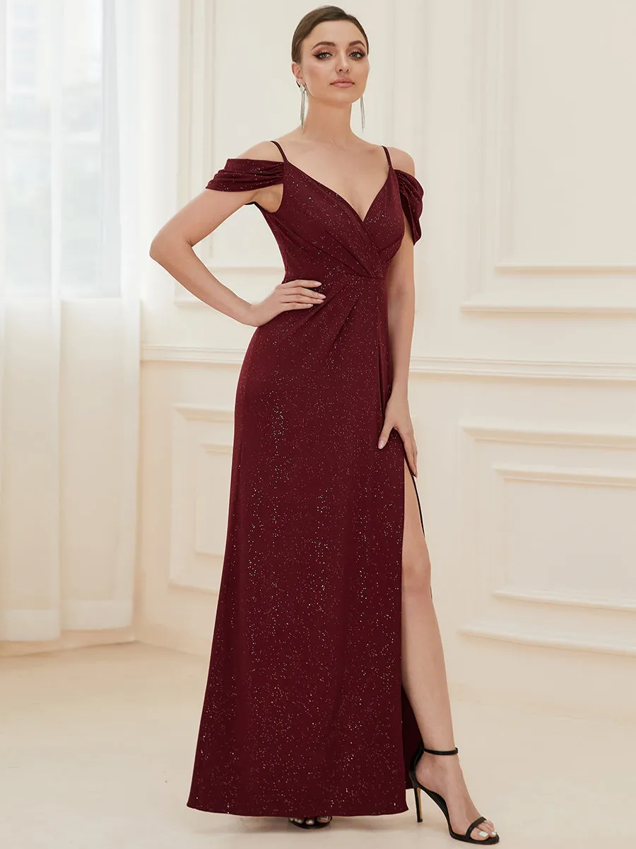 Deep V Neck Wholesale Long Evening Dresses with Split