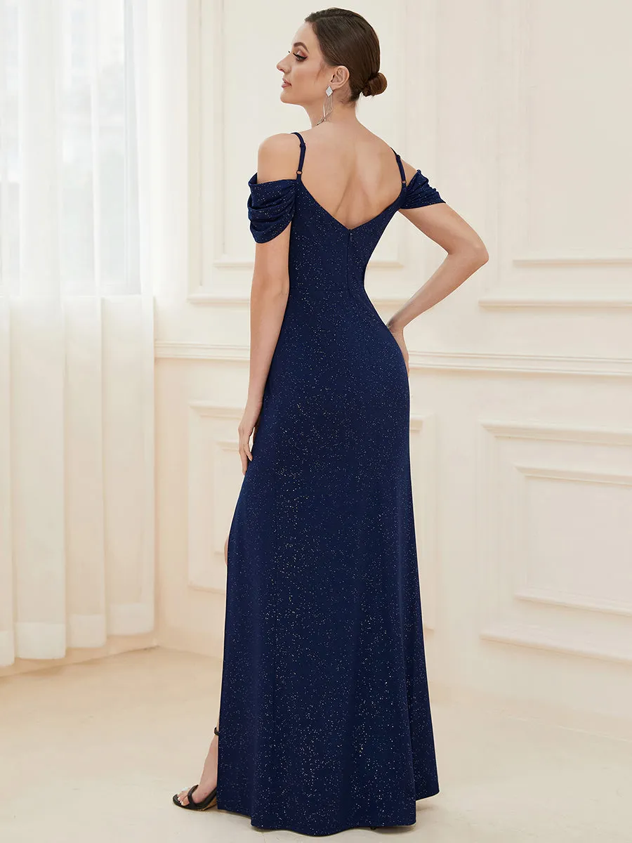 Deep V Neck Wholesale Long Evening Dresses with Split